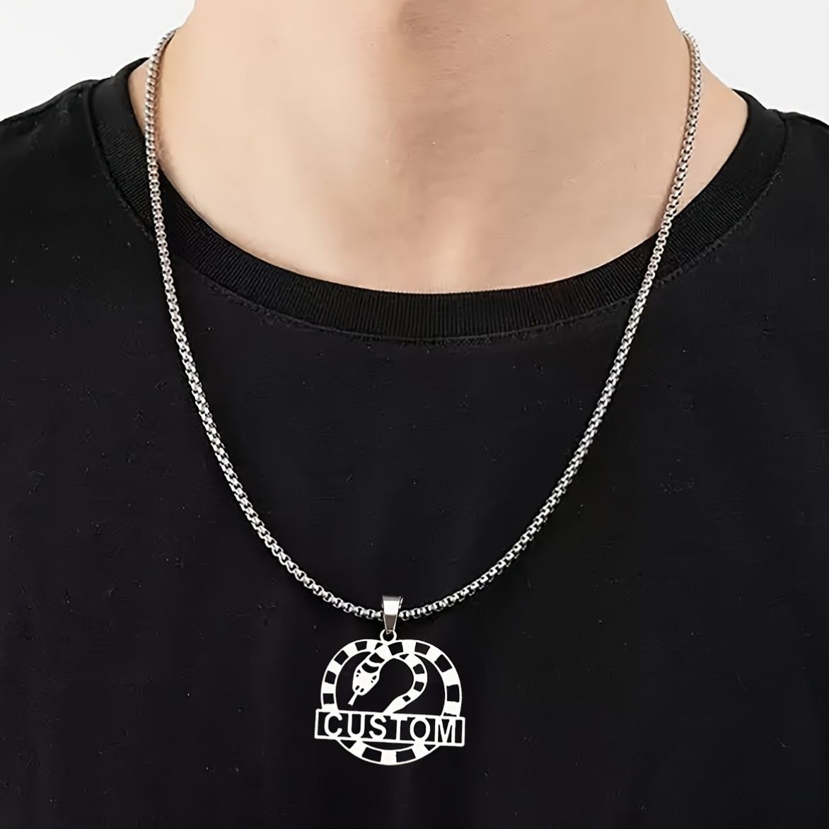 Personalized Snake Pendant Necklace, Unisex Gift